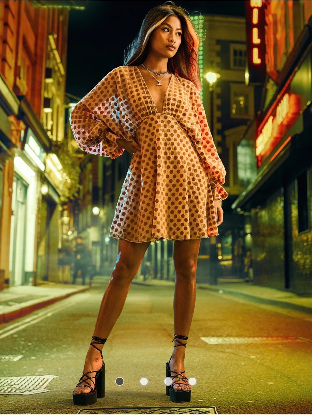 ASOS DESIGN Flocked velvet mini dress with blouse sleeves